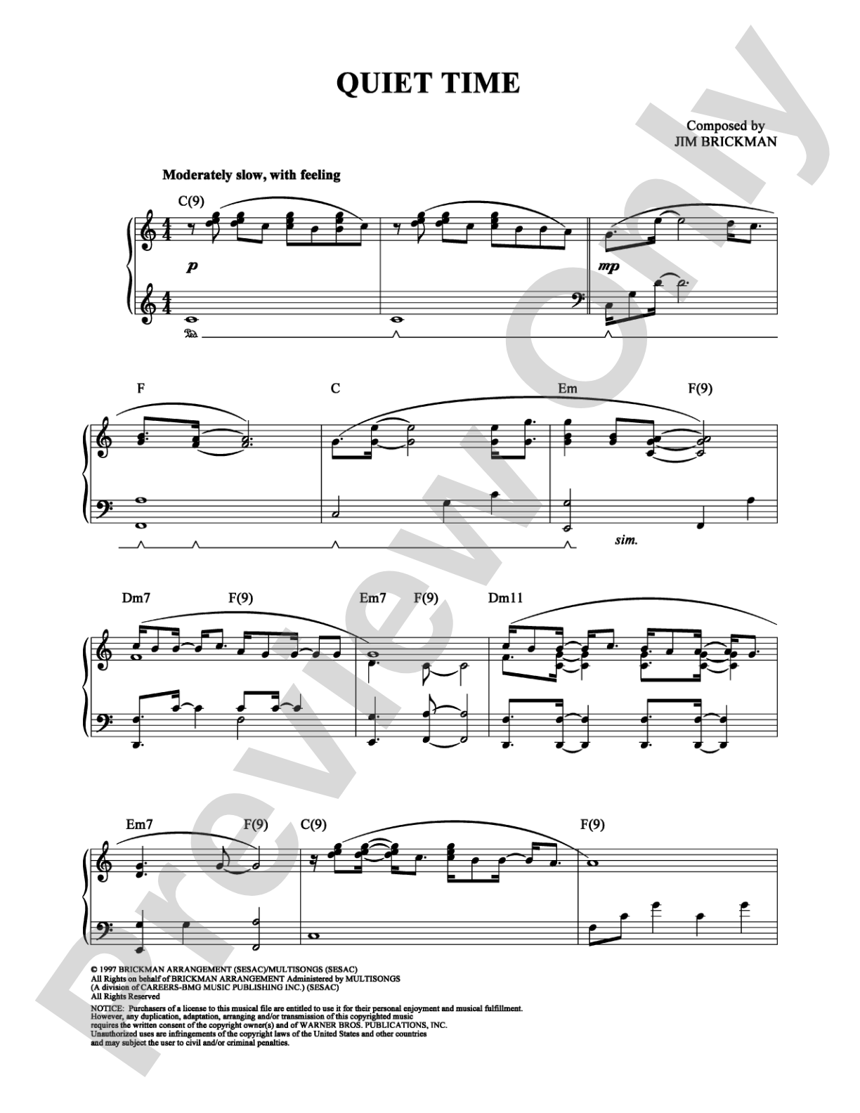 Quiet Time: Piano Digital Sheet Music
