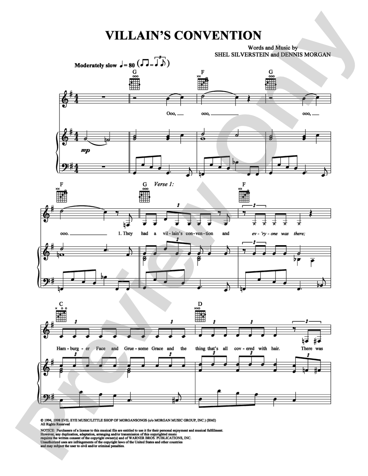 Villain's Convention: Piano/Vocal/Chords Digital Sheet Music
