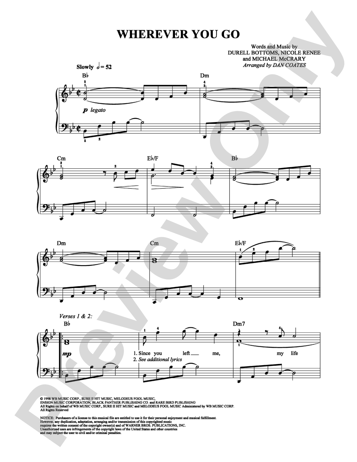Wherever You Go: Easy Piano Digital Sheet Music