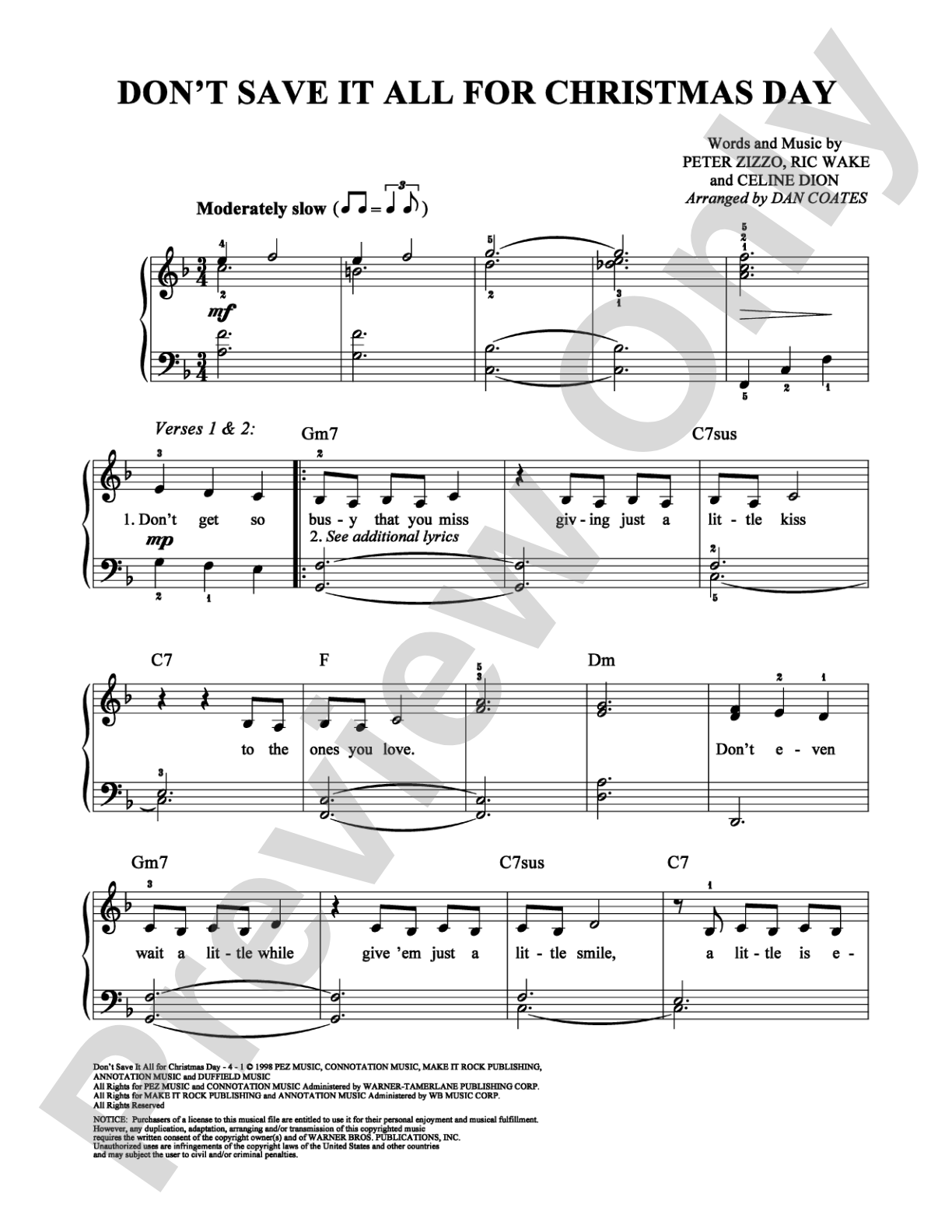 Don't Save It All For Christmas Day: Easy Piano Digital Sheet Music