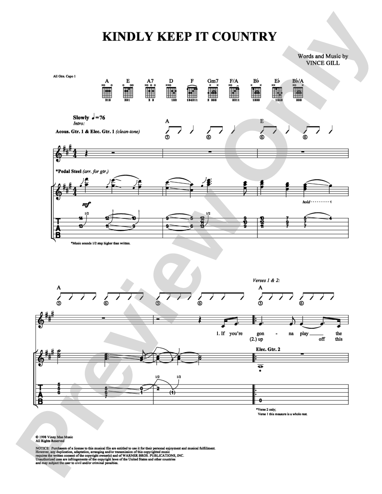 Kindly Keep It Country: Guitar TAB Digital Sheet Music
