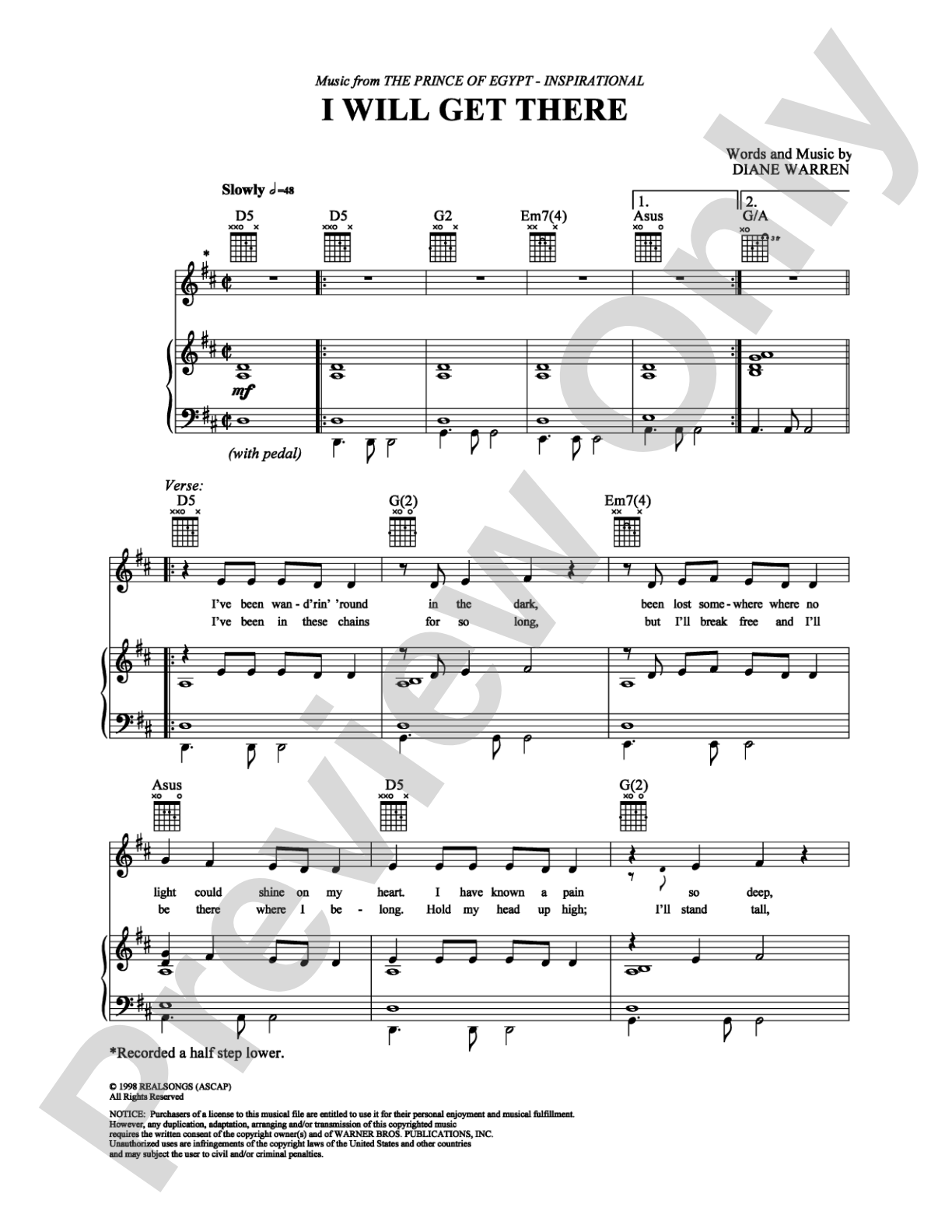 I Will Get There: Piano/Vocal/Chords Digital Sheet Music