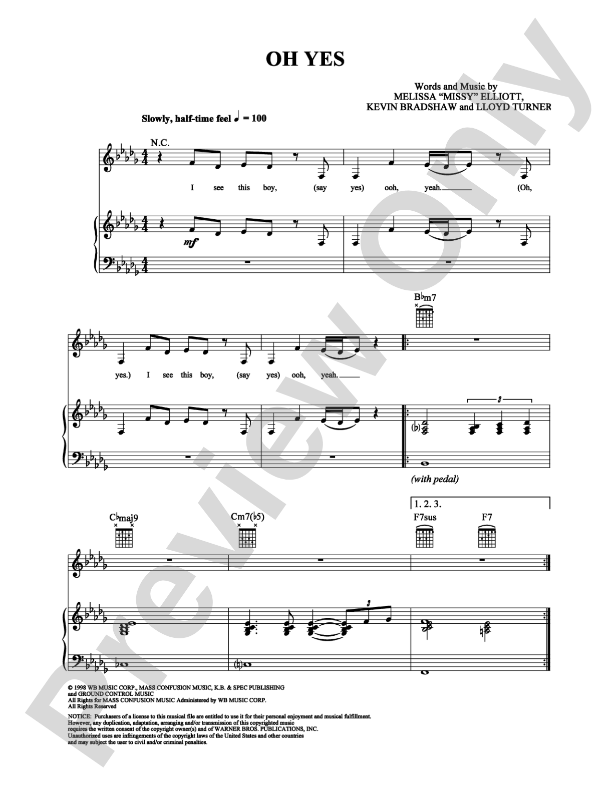 Oh Yes: Piano/Vocal/Chords Digital Sheet Music