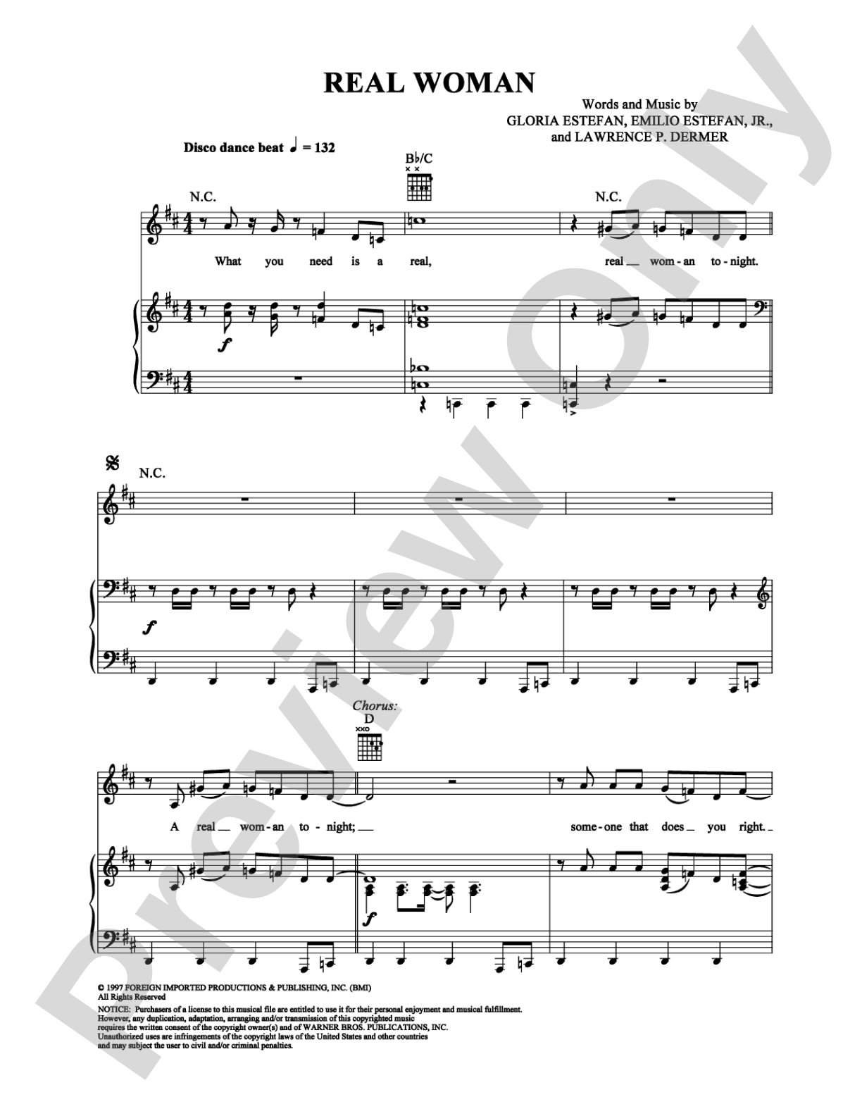 Real Woman: Piano/Vocal/Chords Digital Sheet Music