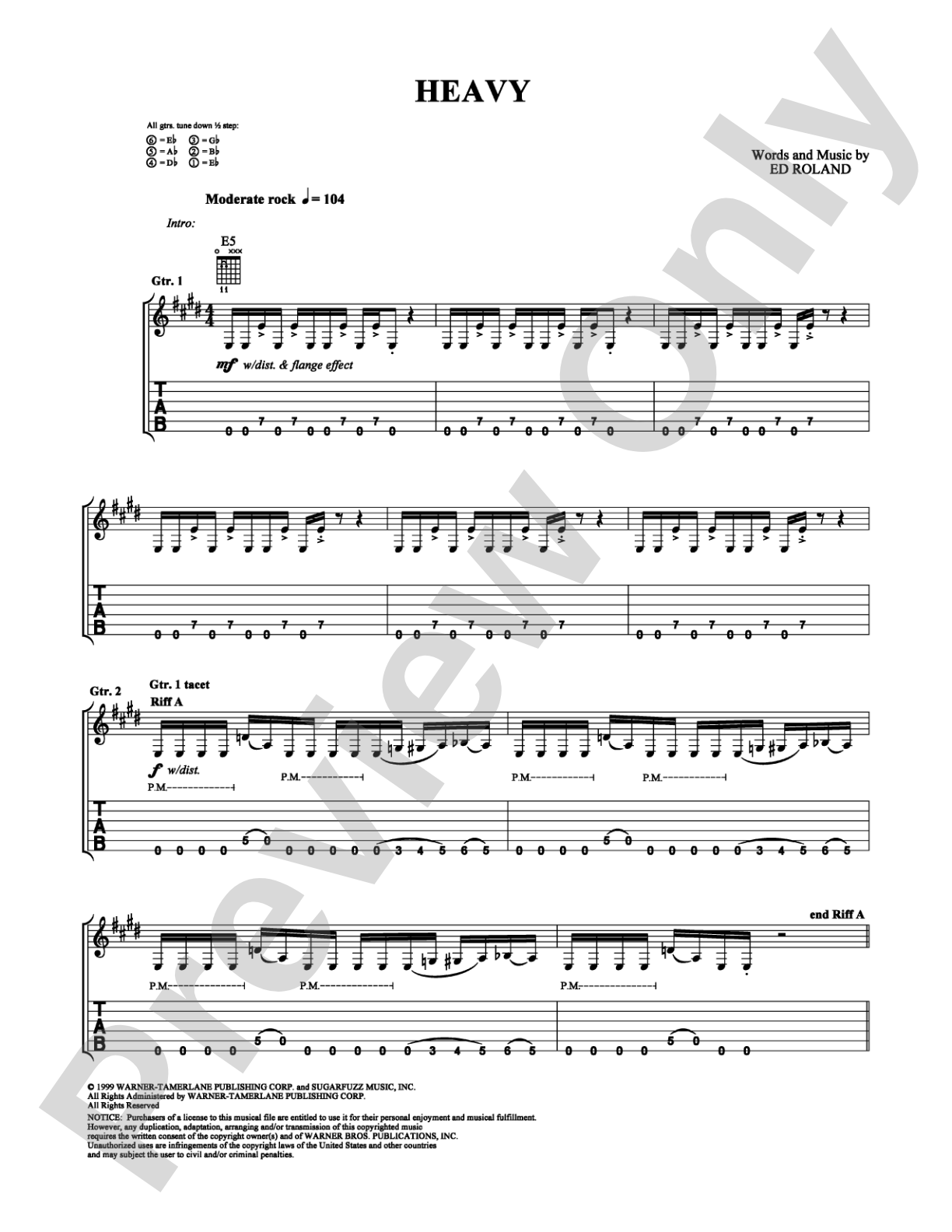 Heavy: Guitar TAB Digital Sheet Music