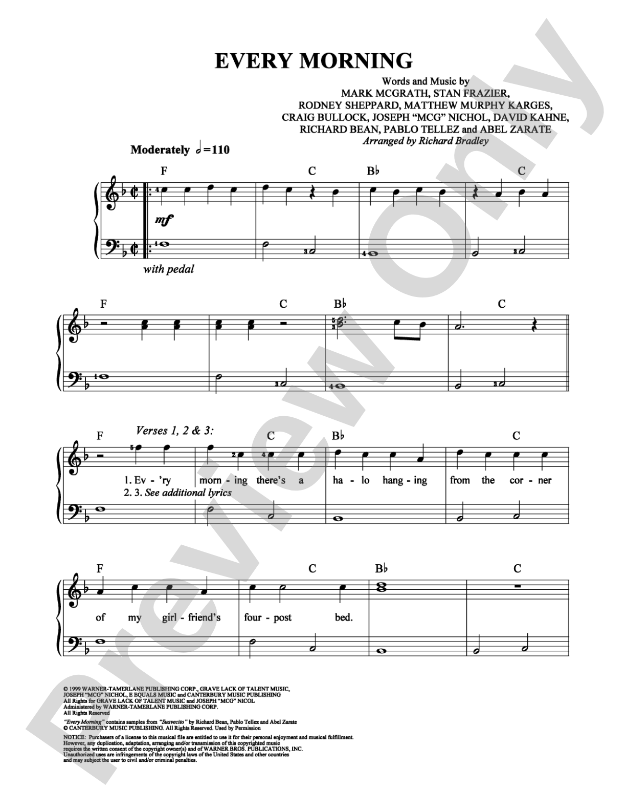 Every Morning: Easy Piano Digital Sheet Music