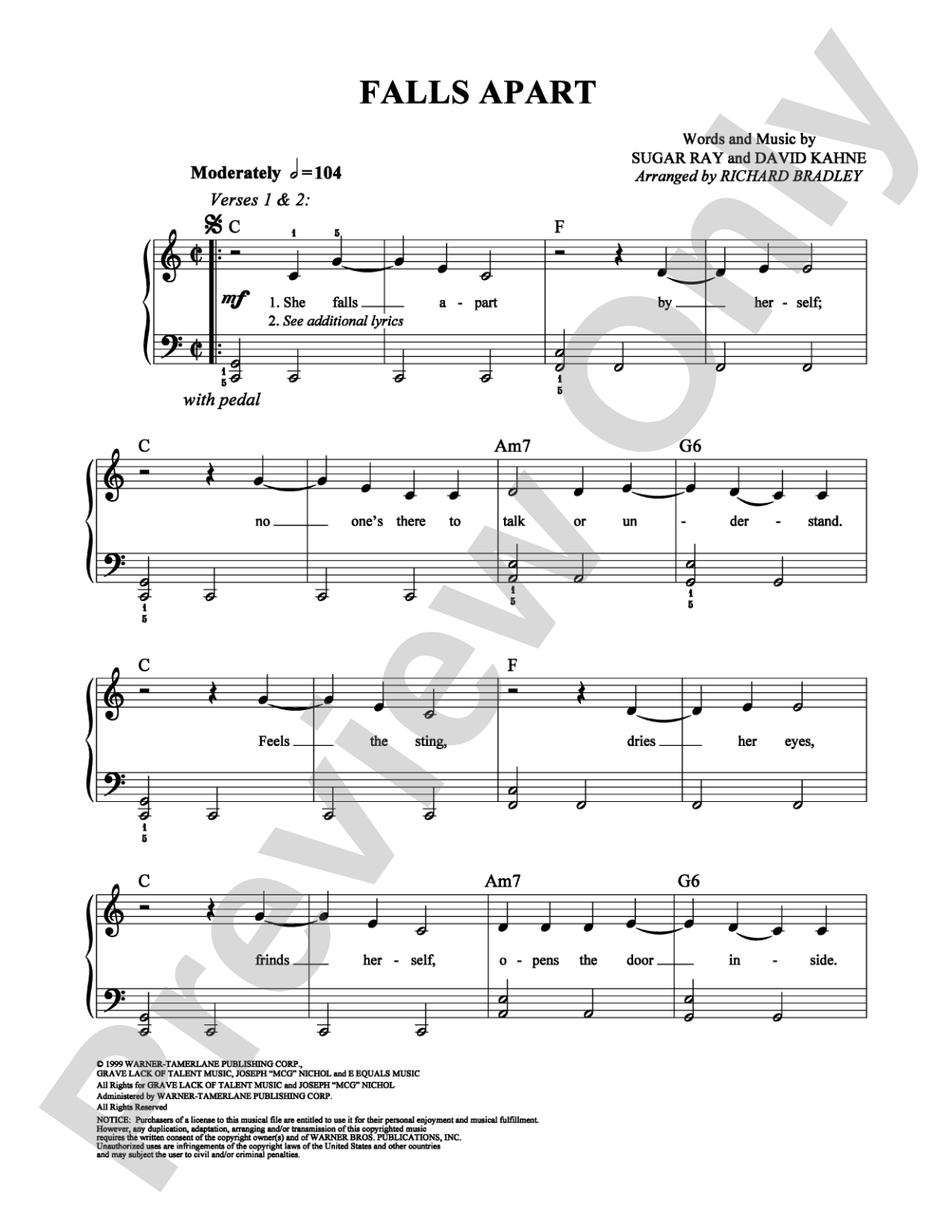 Falls Apart: Easy Piano Digital Sheet Music