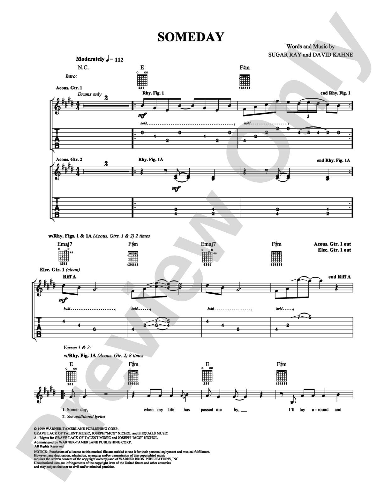 Someday: Guitar TAB Digital Sheet Music
