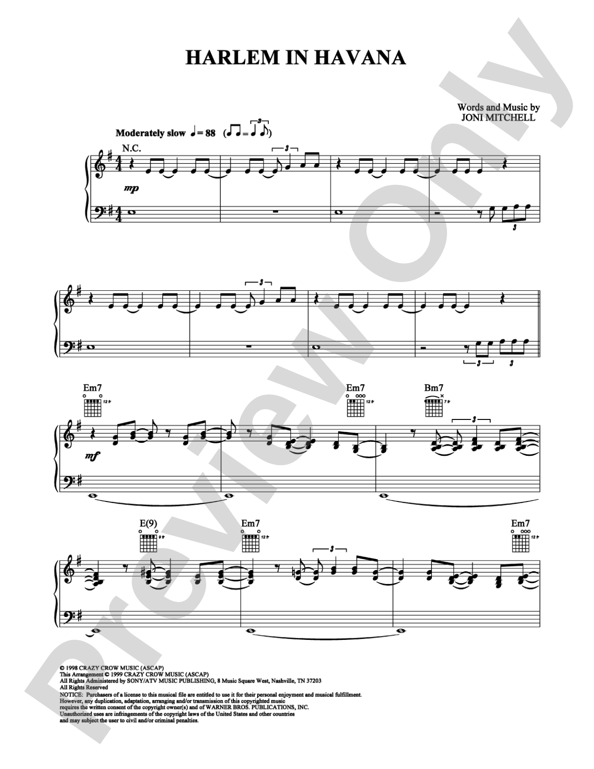 Harlem in Havana: Piano/Vocal/Chords Digital Sheet Music