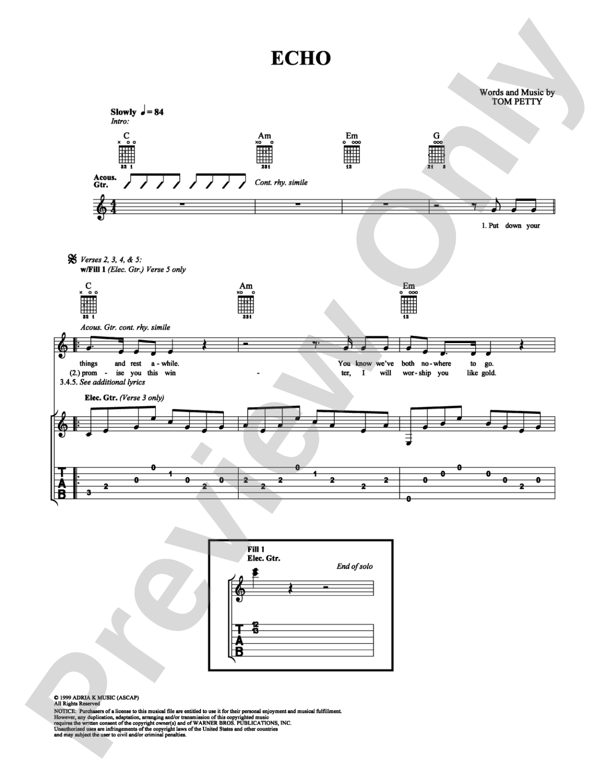 Echo: Guitar TAB Digital Sheet Music