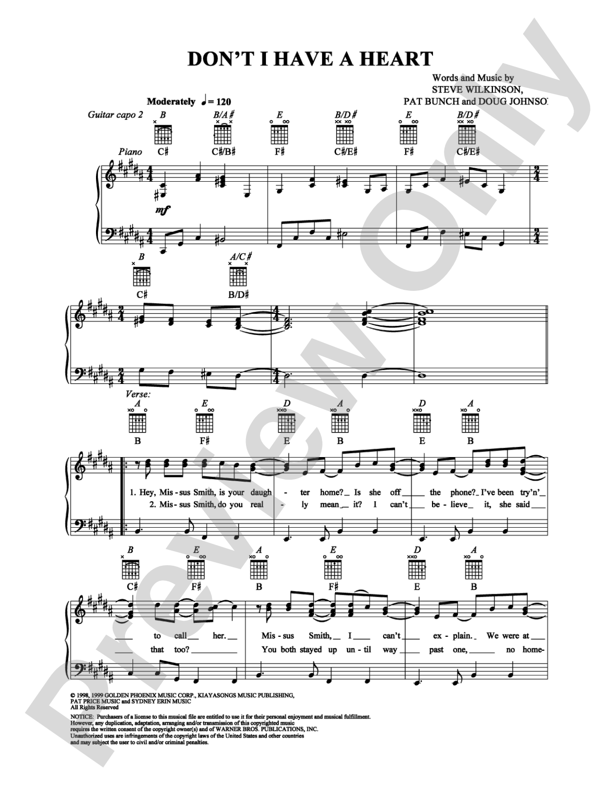 Don't I Have a Heart: Piano/Vocal/Chords Digital Sheet Music