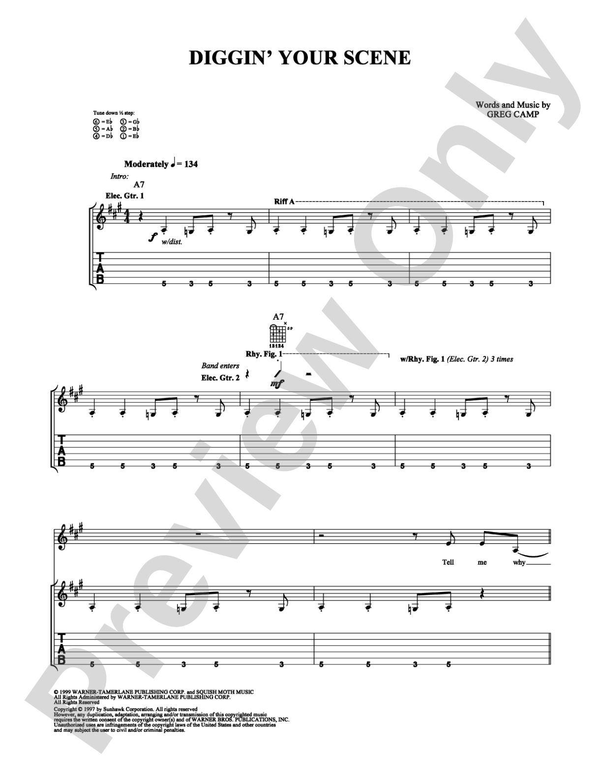 Diggin' Your Scene: Guitar TAB Digital Sheet Music