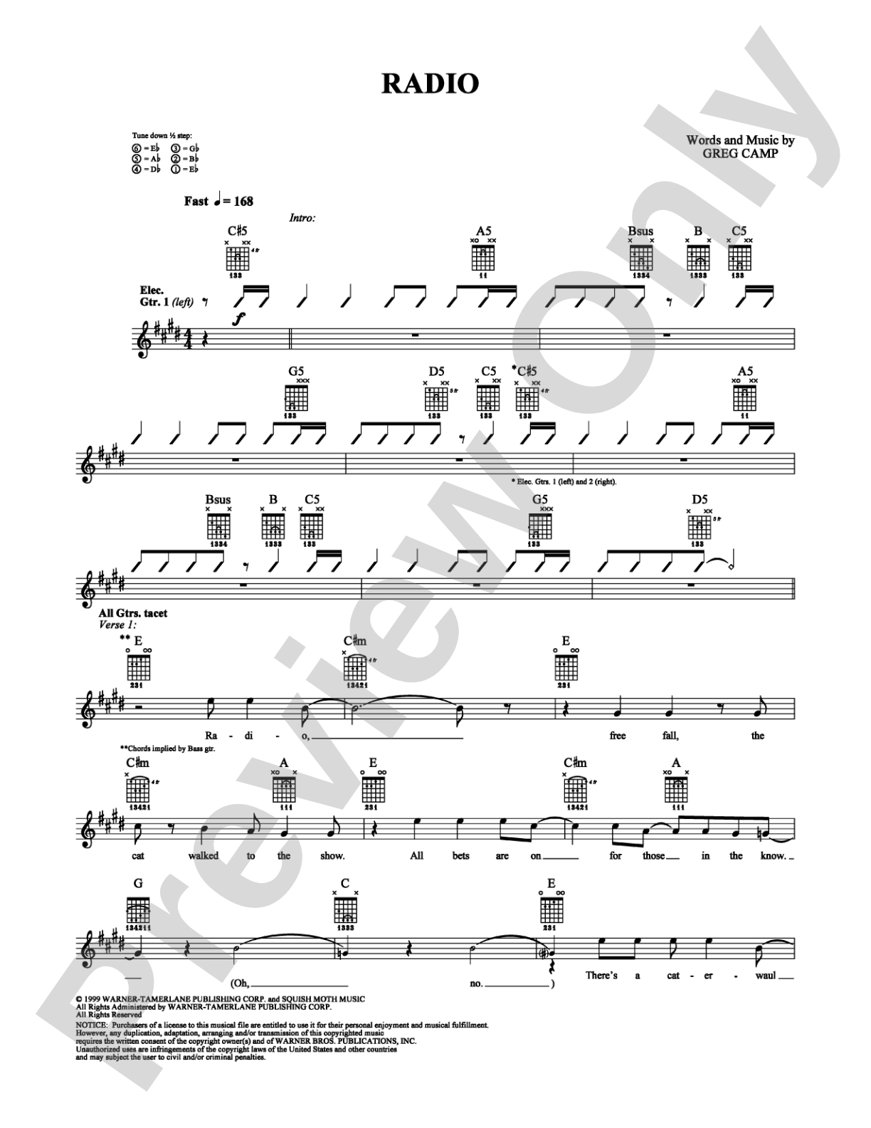 Radio: Guitar TAB Digital Sheet Music