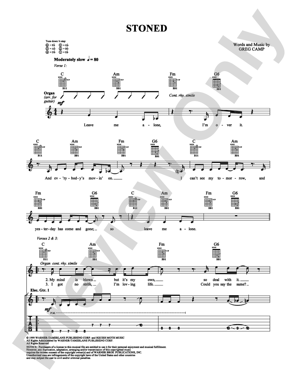 Stoned: Guitar TAB Digital Sheet Music