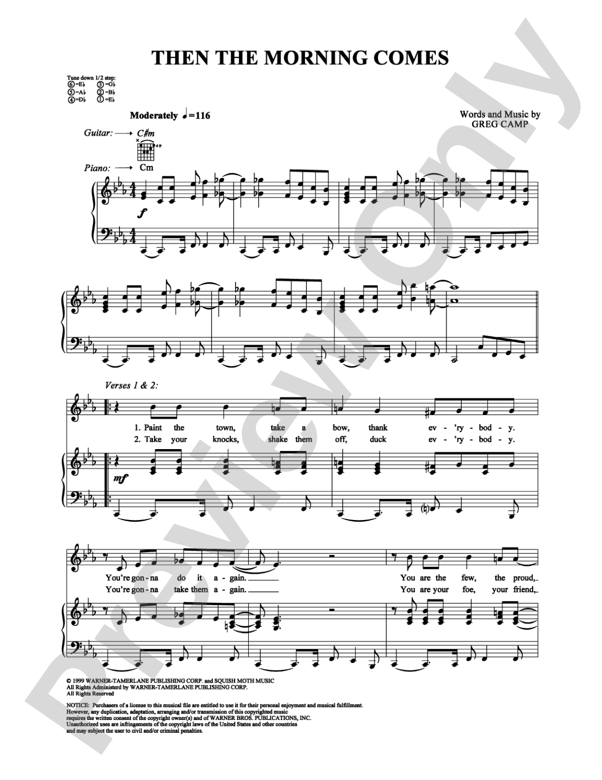 Then the Morning Comes: Piano/Vocal/Chords Digital Sheet Music