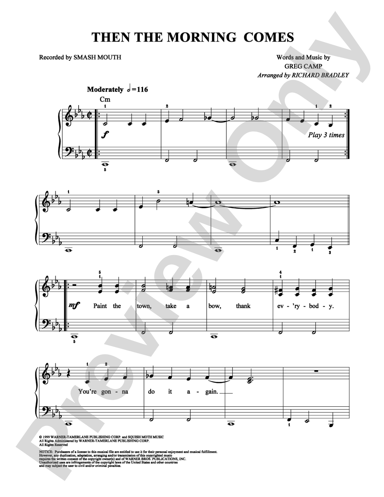 Then the Morning Comes: Easy Piano Digital Sheet Music