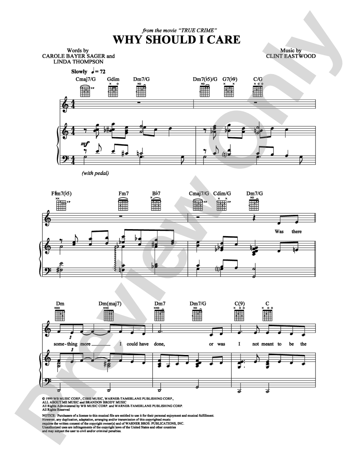 Why Should I Care: Piano/Vocal/Chords Digital Sheet Music