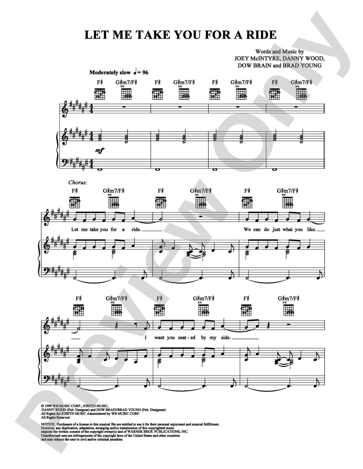 Let Me Take You for a Ride: Piano/Vocal/Chords Digital Sheet Music
