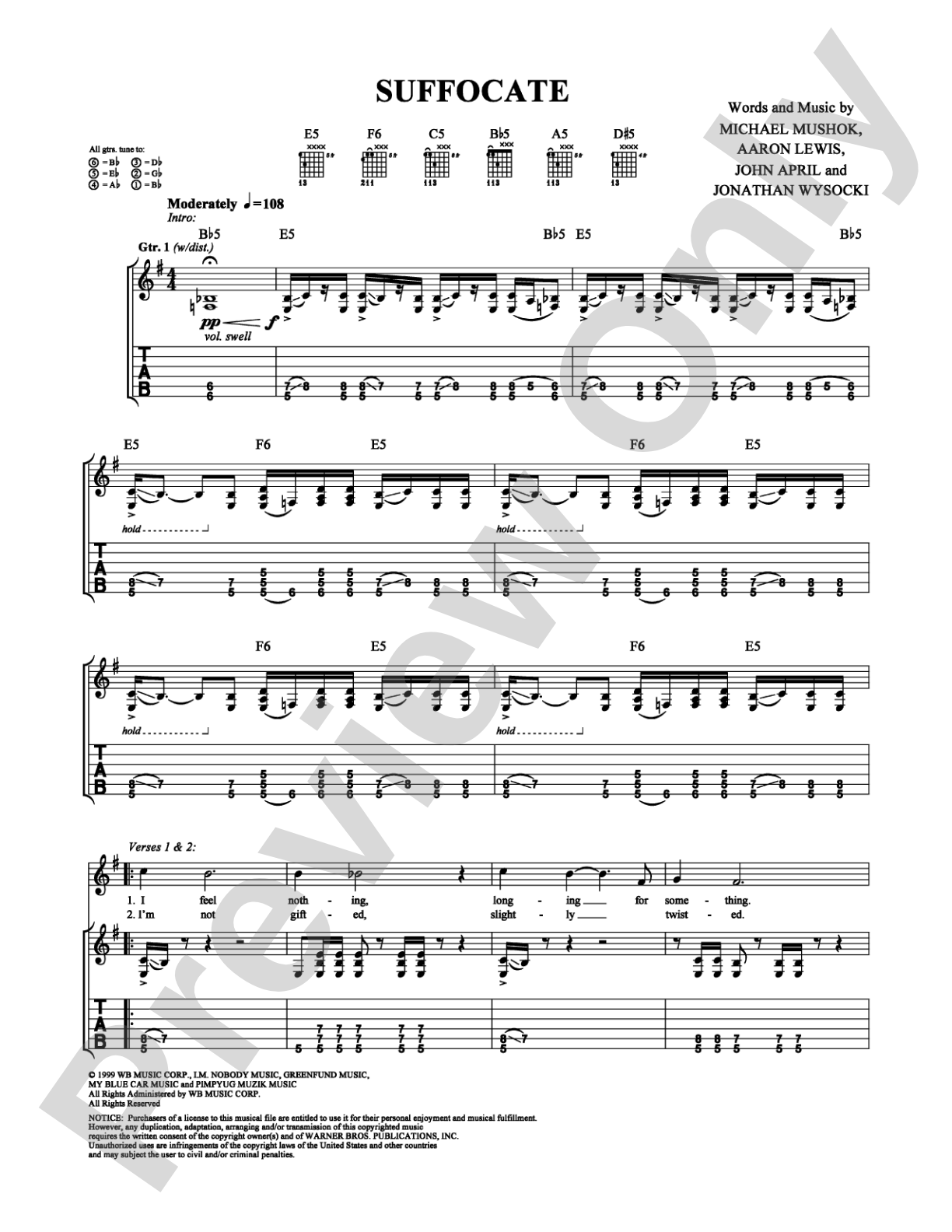 Suffocate: Guitar TAB Digital Sheet Music