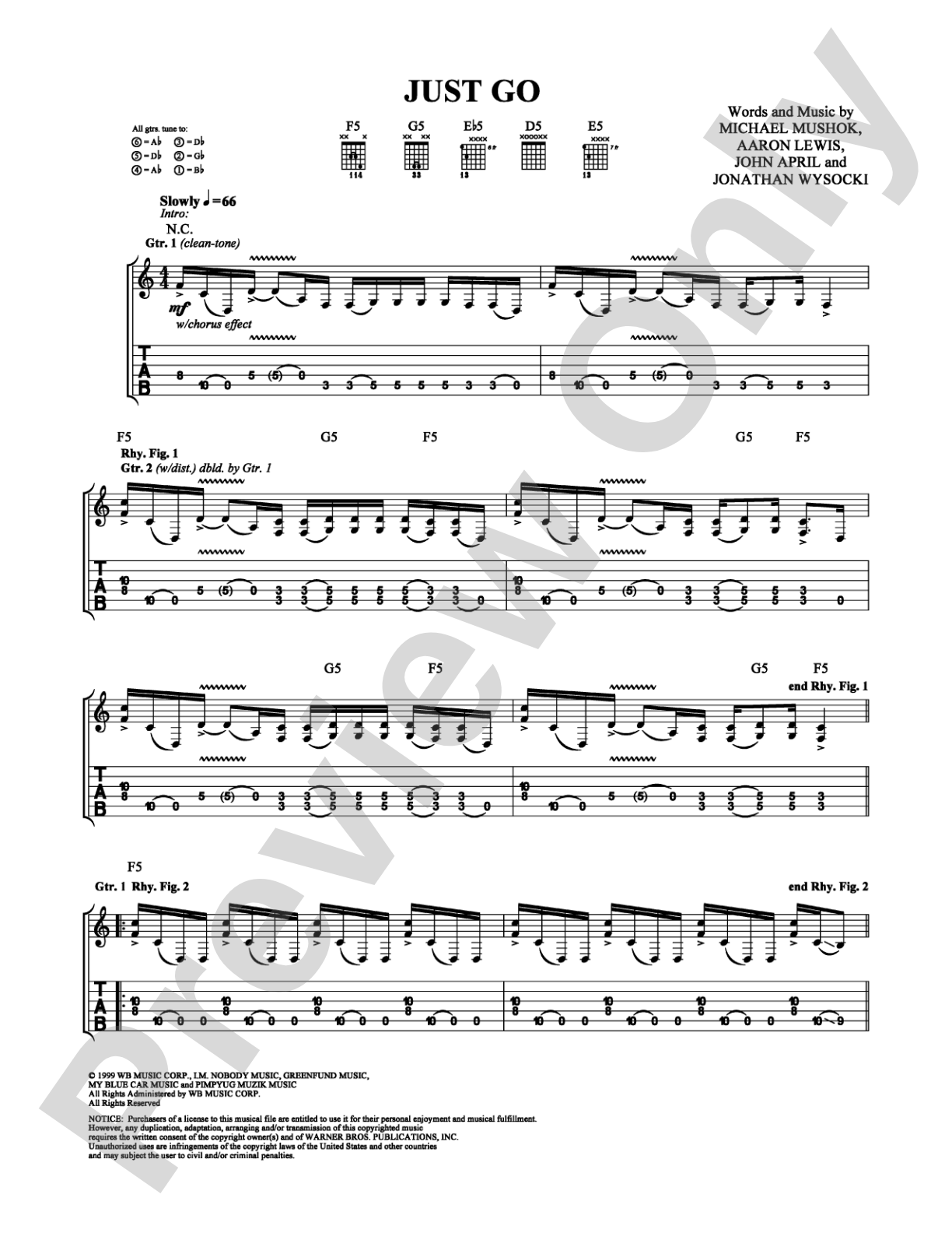 Just Go: Guitar TAB Digital Sheet Music