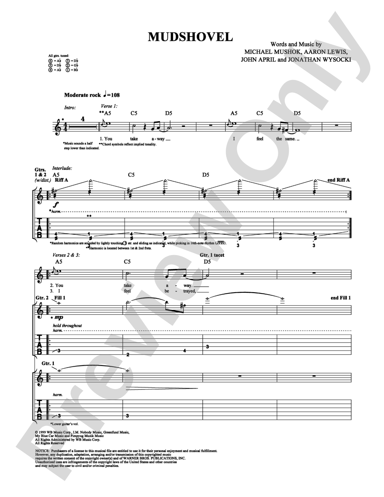 Mudshovel: Guitar TAB Digital Sheet Music