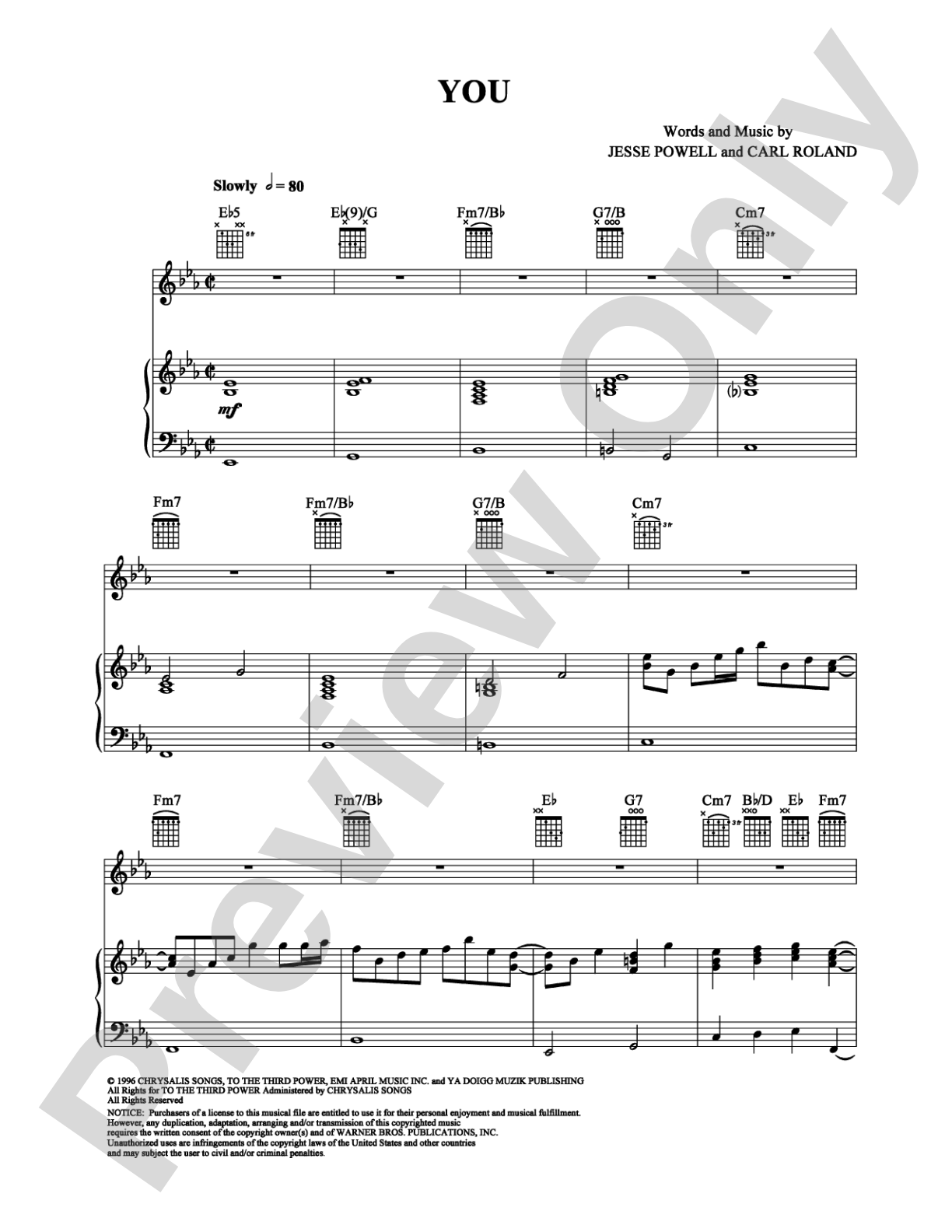 You: Piano/Vocal/Chords Digital Sheet Music