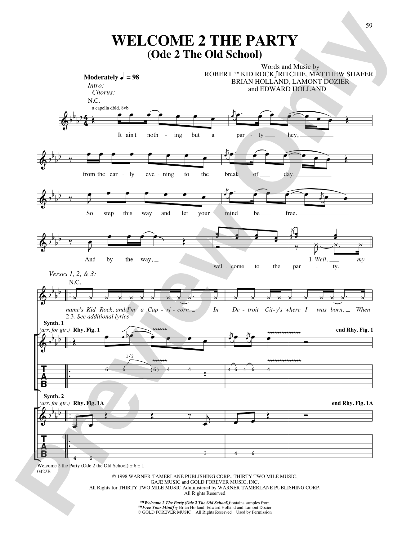 Welcome 2 the Party (Ode 2 the Old School): Authentic Guitar TAB