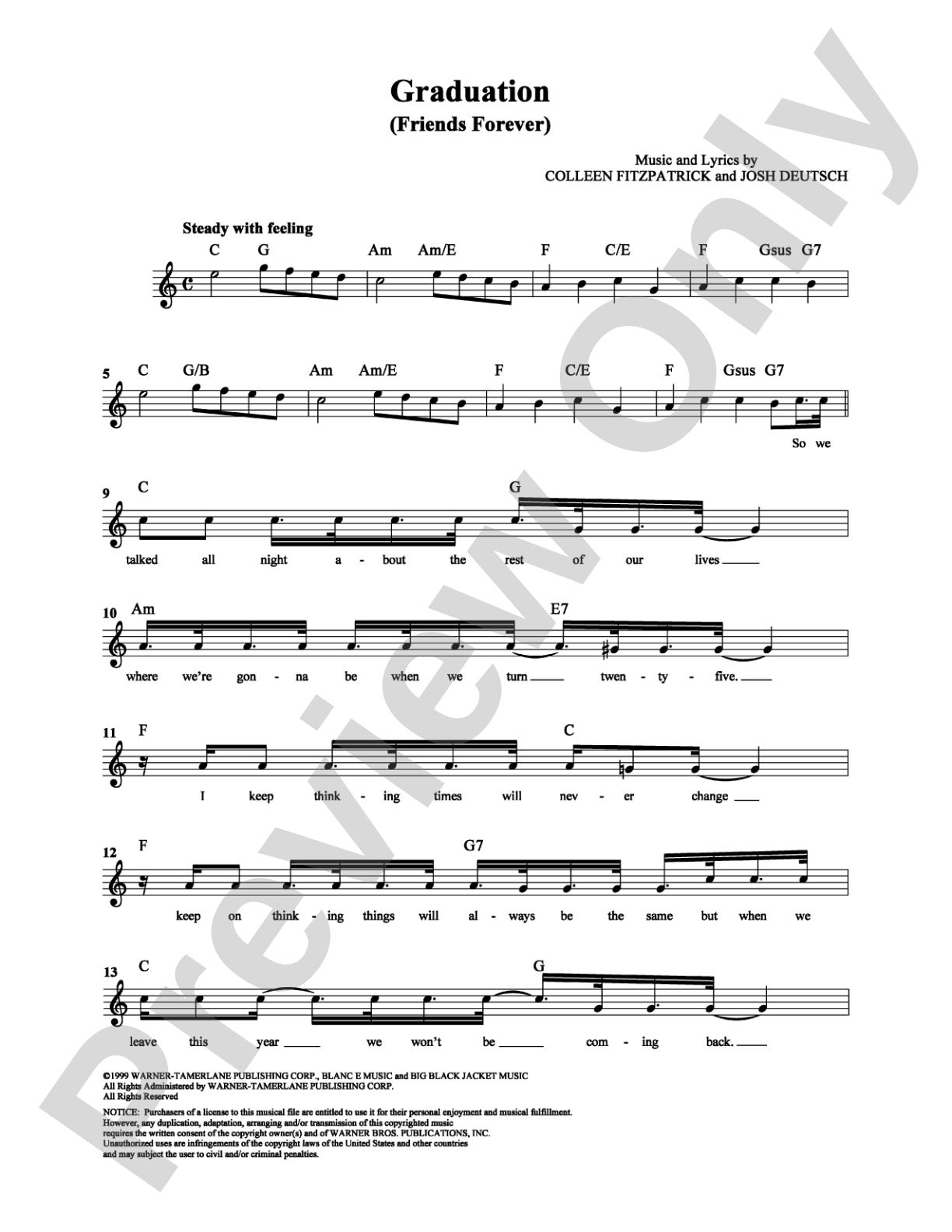 Graduation (Friends Forever): Lead Sheet Digital Sheet Music