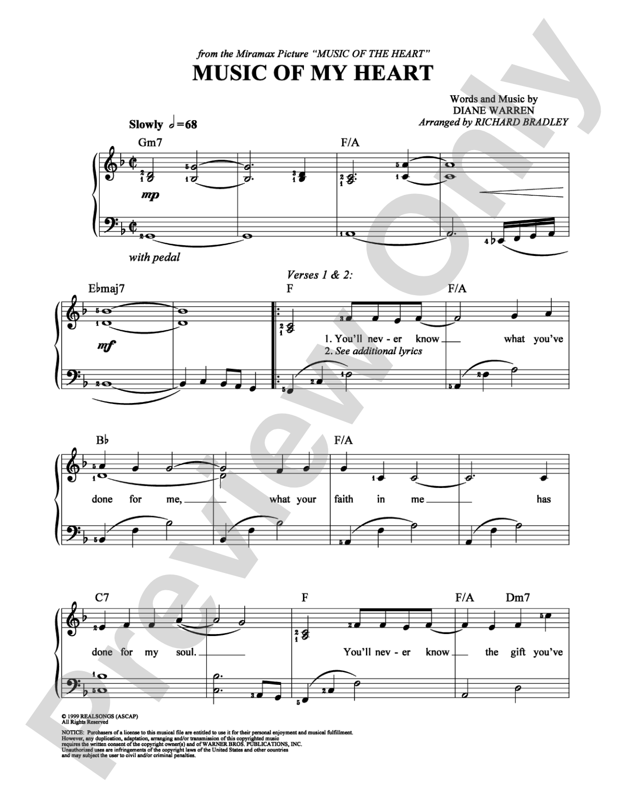 Music Of My Heart: Easy Piano Digital Sheet Music