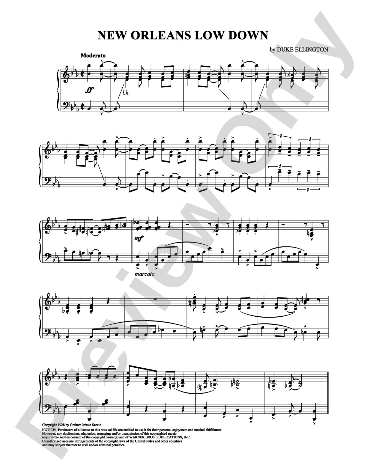 New Orleans Low Down: Piano Digital Sheet Music