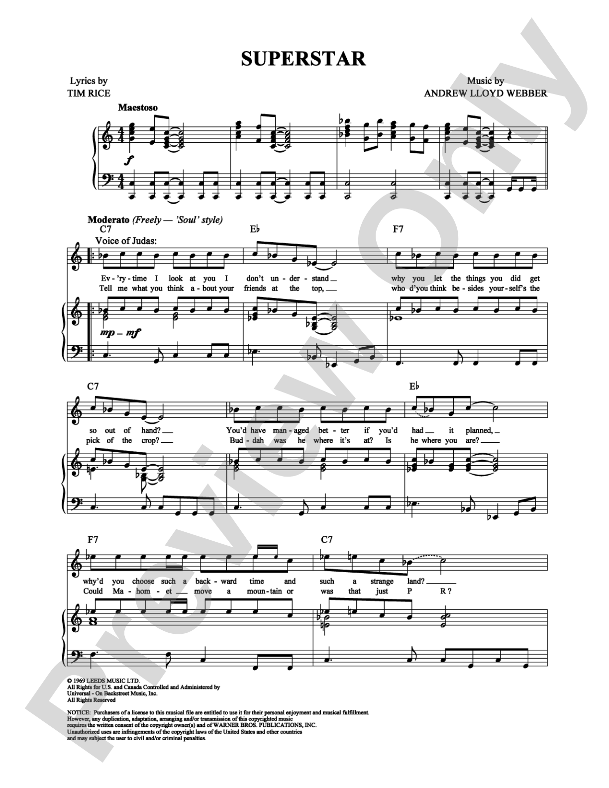 Superstar: Piano/Vocal/Chords Digital Sheet Music