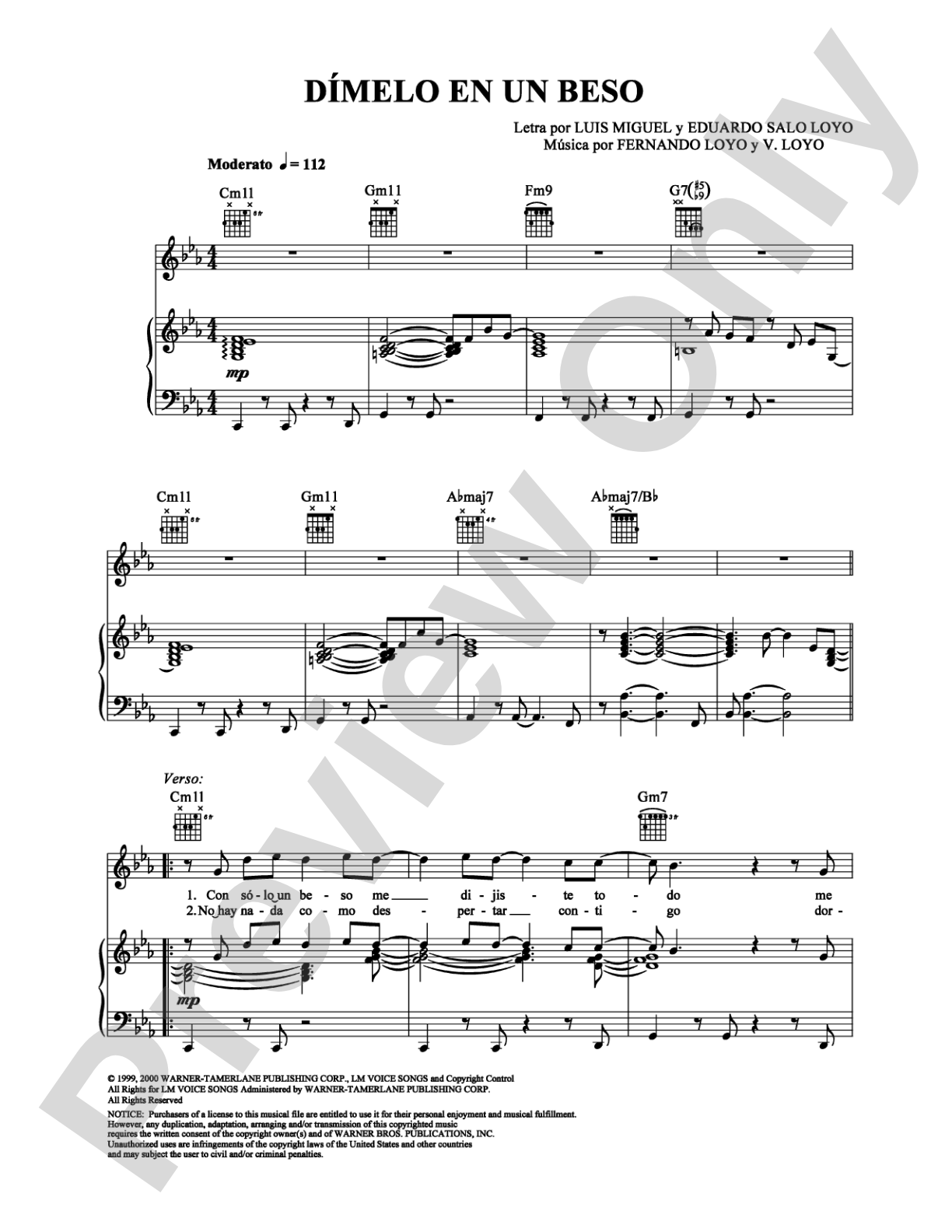 Dimelo En Un Beso: Piano/Vocal/Chords Digital Sheet Music