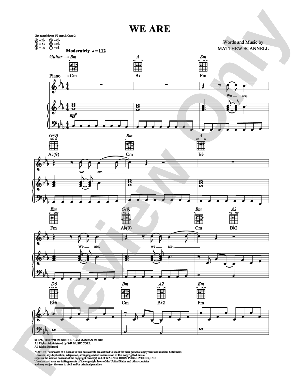 We Are: Piano/Vocal/Chords Digital Sheet Music
