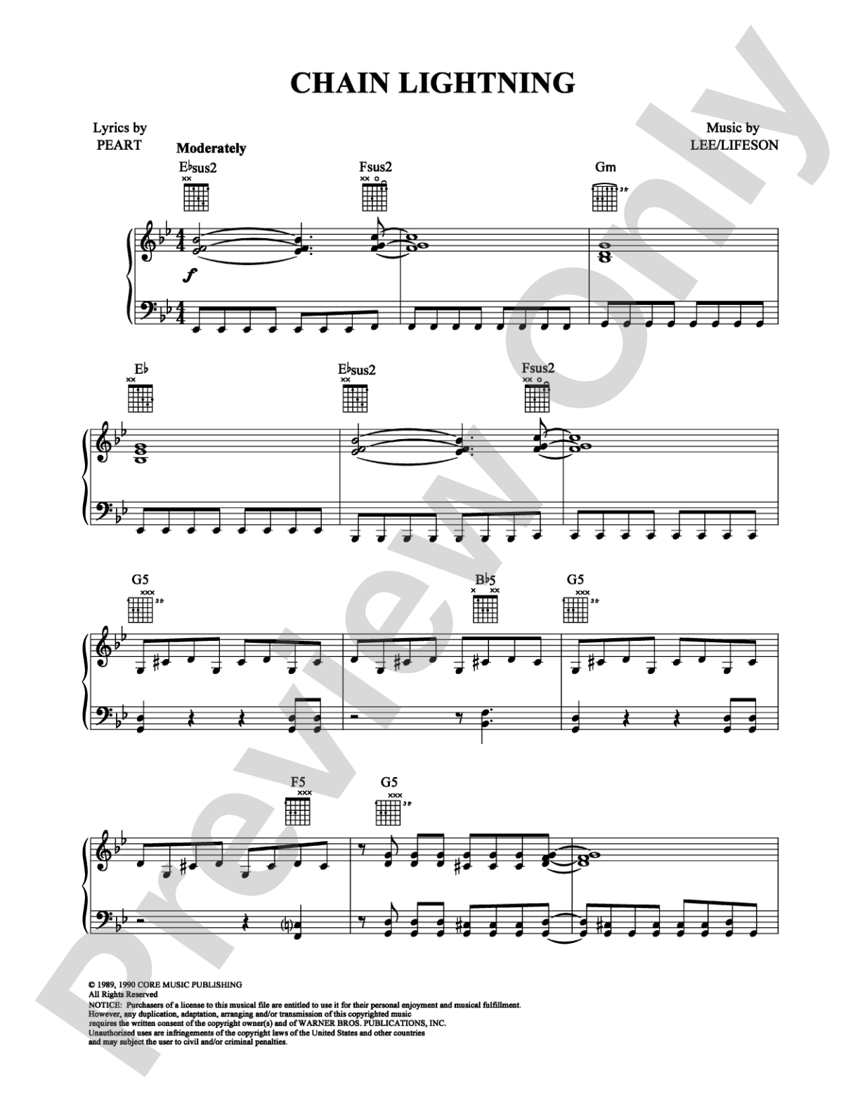 Chain Lightning: Piano/Vocal/Chords Digital Sheet Music