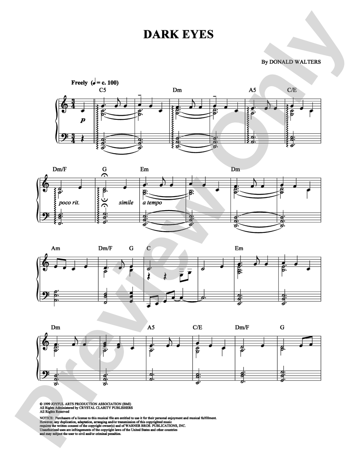 Dark Eyes: Solo & Small Ensemble Digital Sheet Music