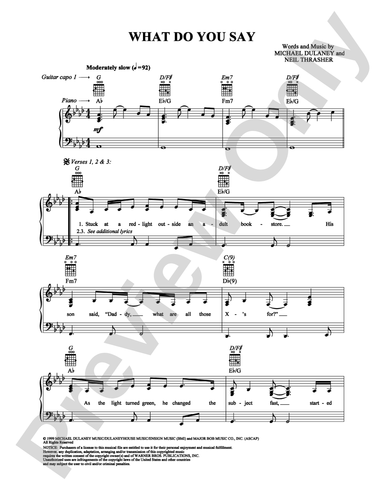 What Do You Say: Piano/Vocal/Chords Digital Sheet Music