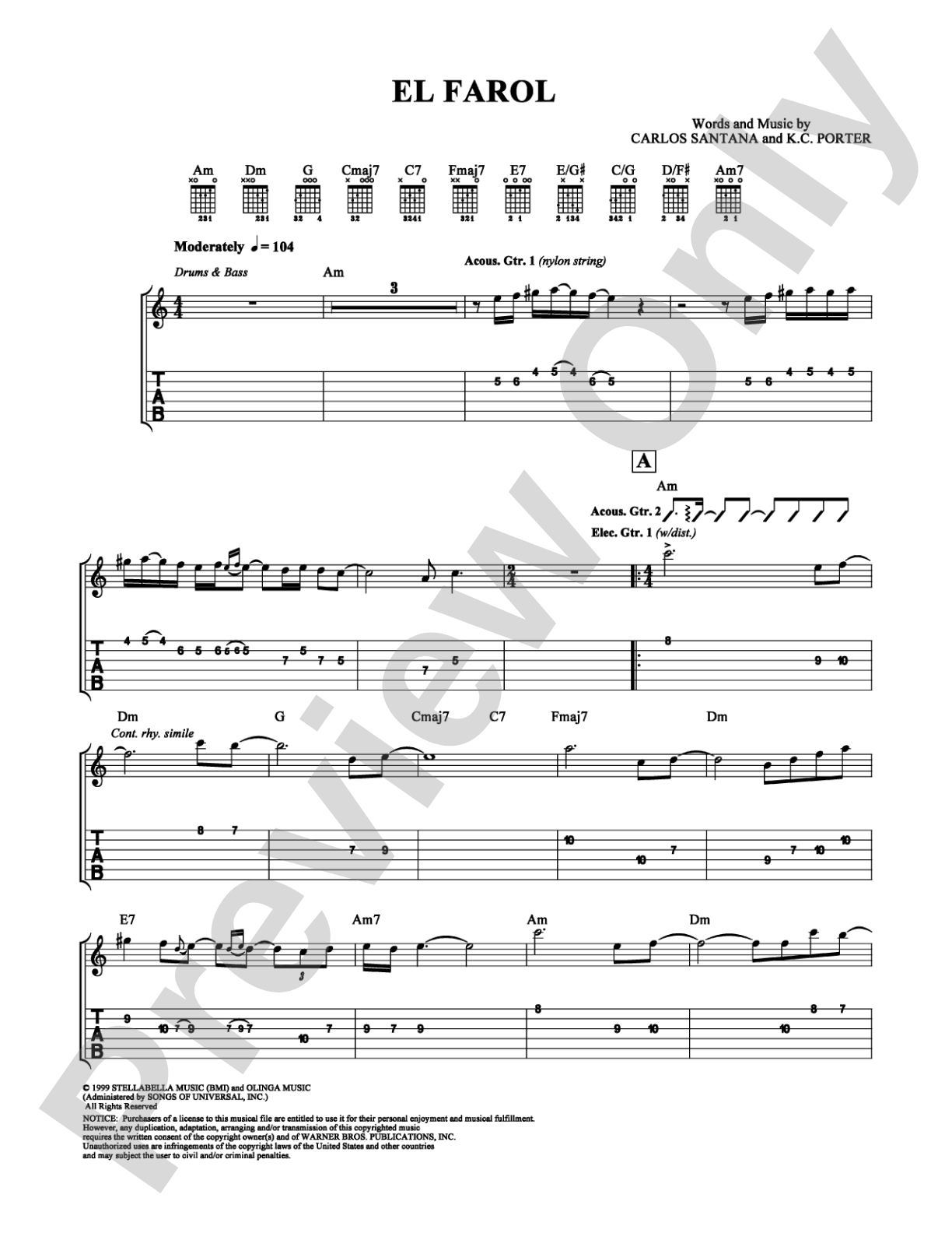 El Farol: Guitar TAB Digital Sheet Music