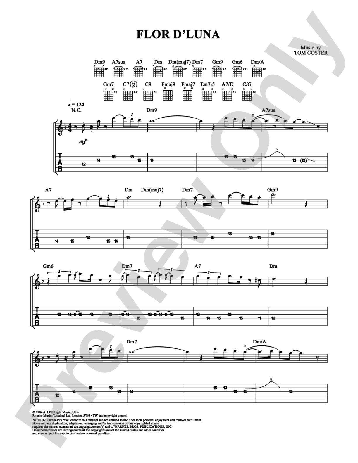 Flor D'Luna: Guitar TAB Digital Sheet Music
