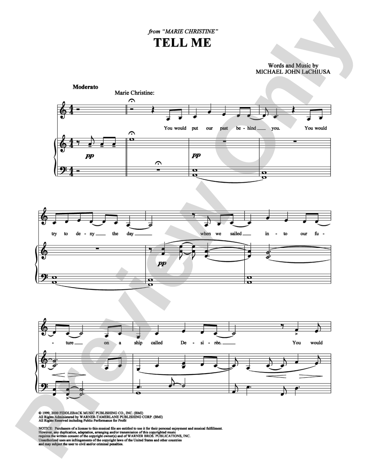Tell Me: Piano/Vocal/Chords Digital Sheet Music