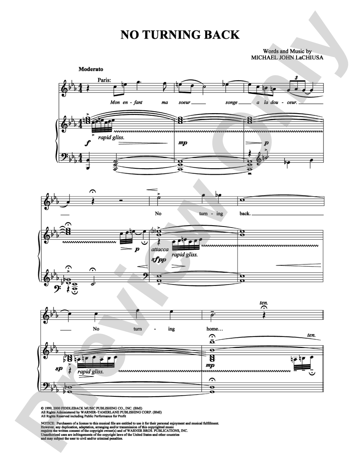 No Turning Back: Piano/Vocal/Chords Digital Sheet Music