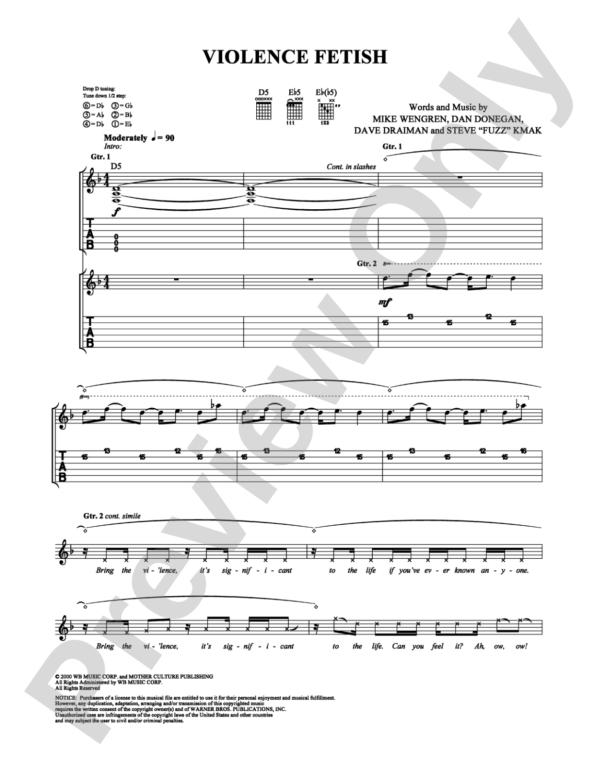 Violence Fetish: Guitar TAB Digital Sheet Music
