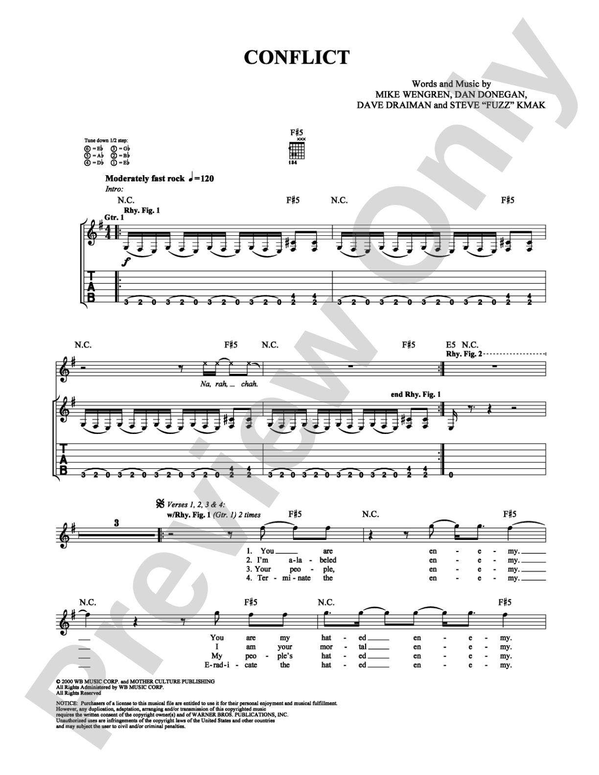 Conflict: Guitar TAB Digital Sheet Music