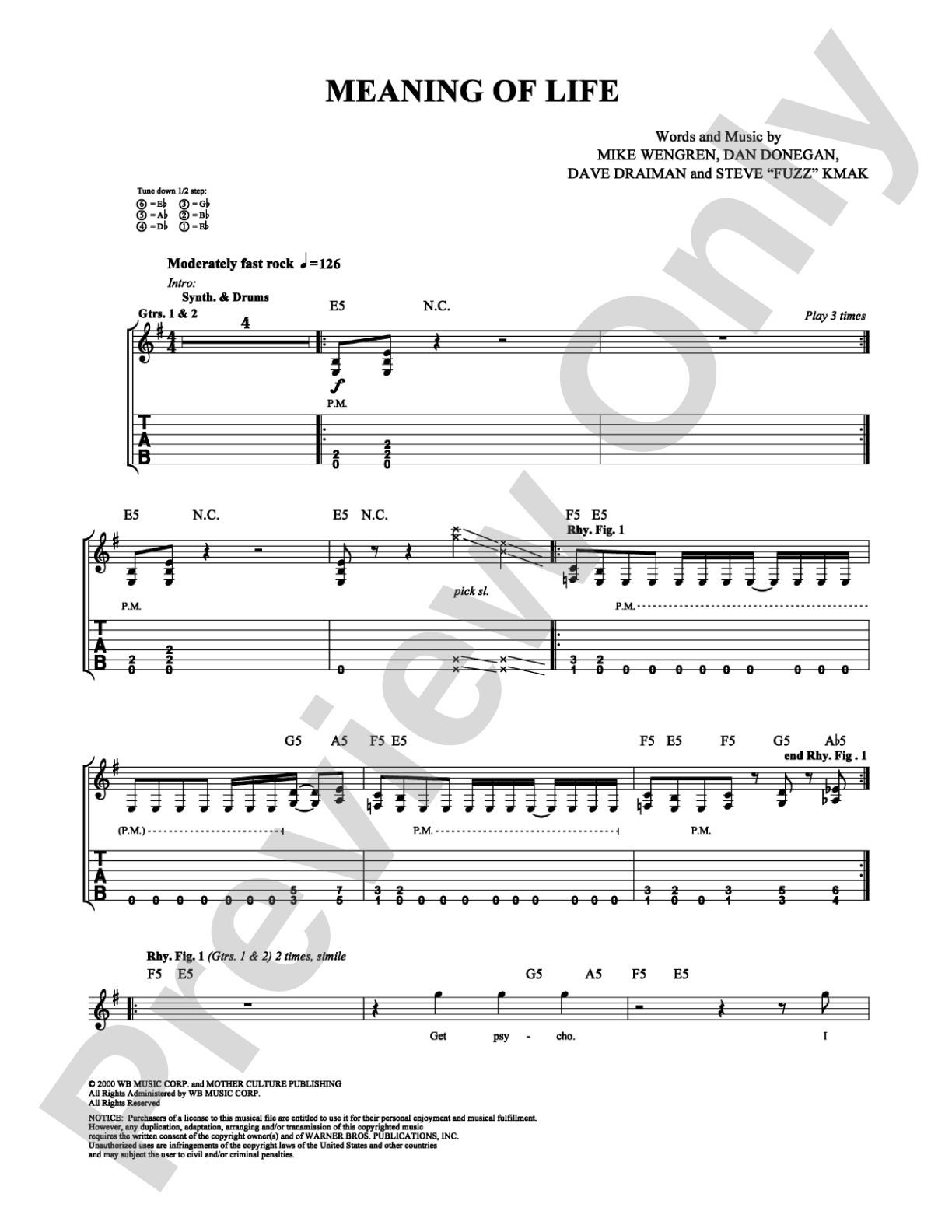 Meaning of Life: Guitar TAB Digital Sheet Music