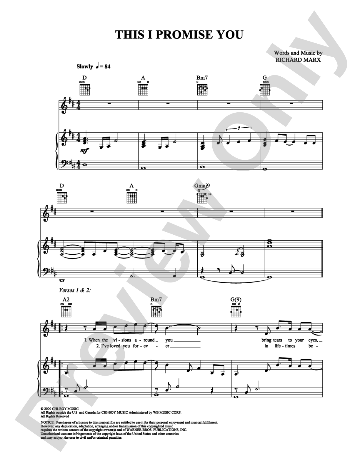 This I Promise You: Piano/Vocal/Chords Digital Sheet Music