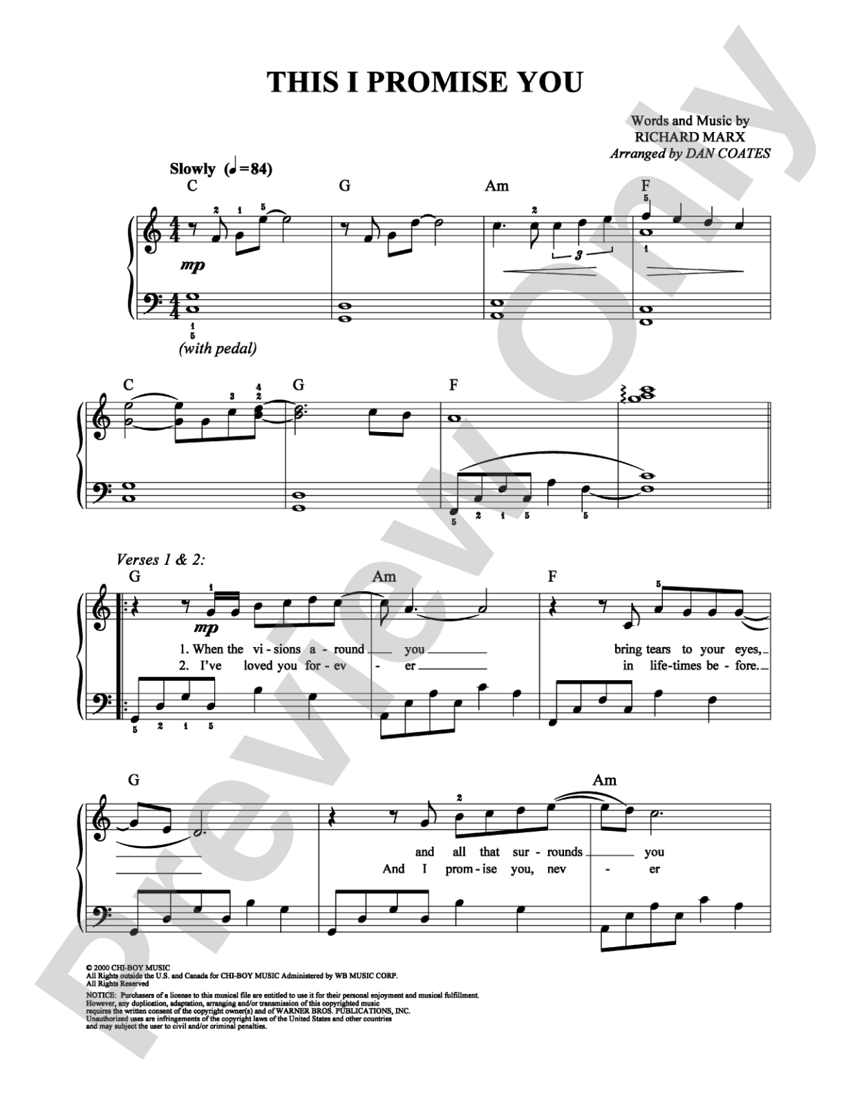 This I Promise You: Easy Piano Digital Sheet Music