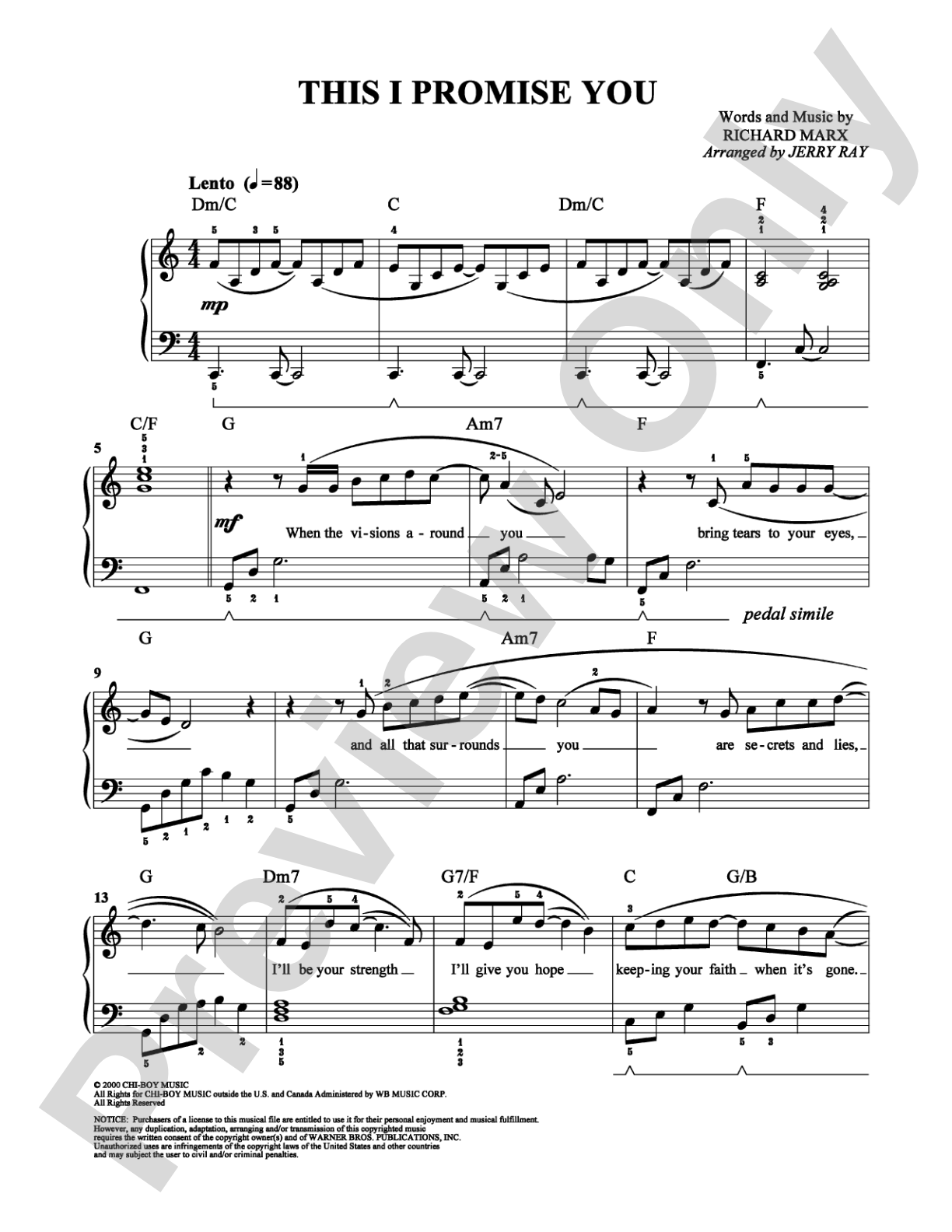 This I Promise You: Easy Piano Digital Sheet Music