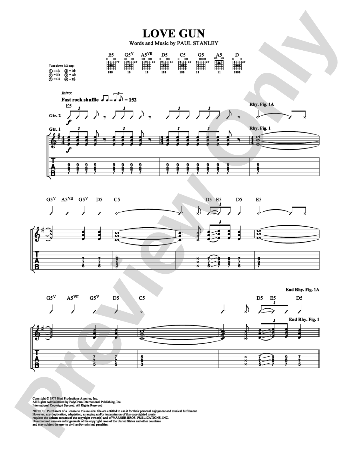 Love Gun: Guitar TAB Digital Sheet Music