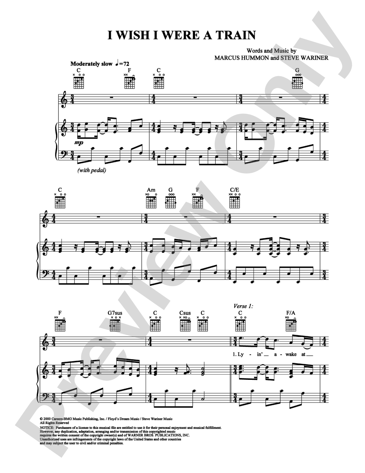 I Wish I Were a Train: Piano/Vocal/Chords Digital Sheet Music