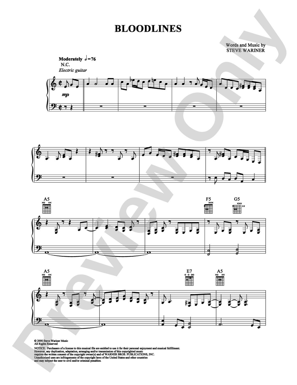 Bloodlines: Piano Digital Sheet Music
