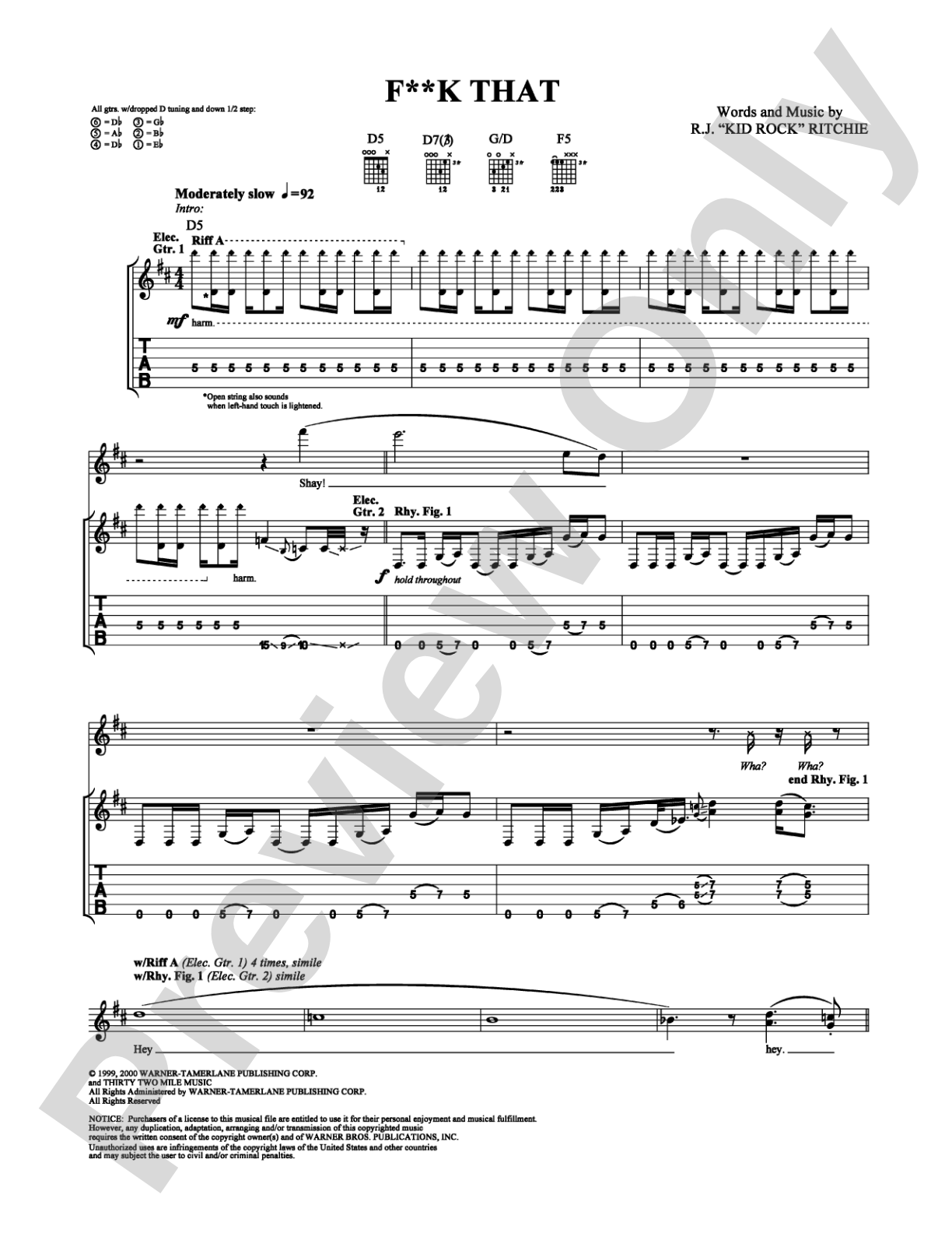F**k That: Guitar TAB Digital Sheet Music